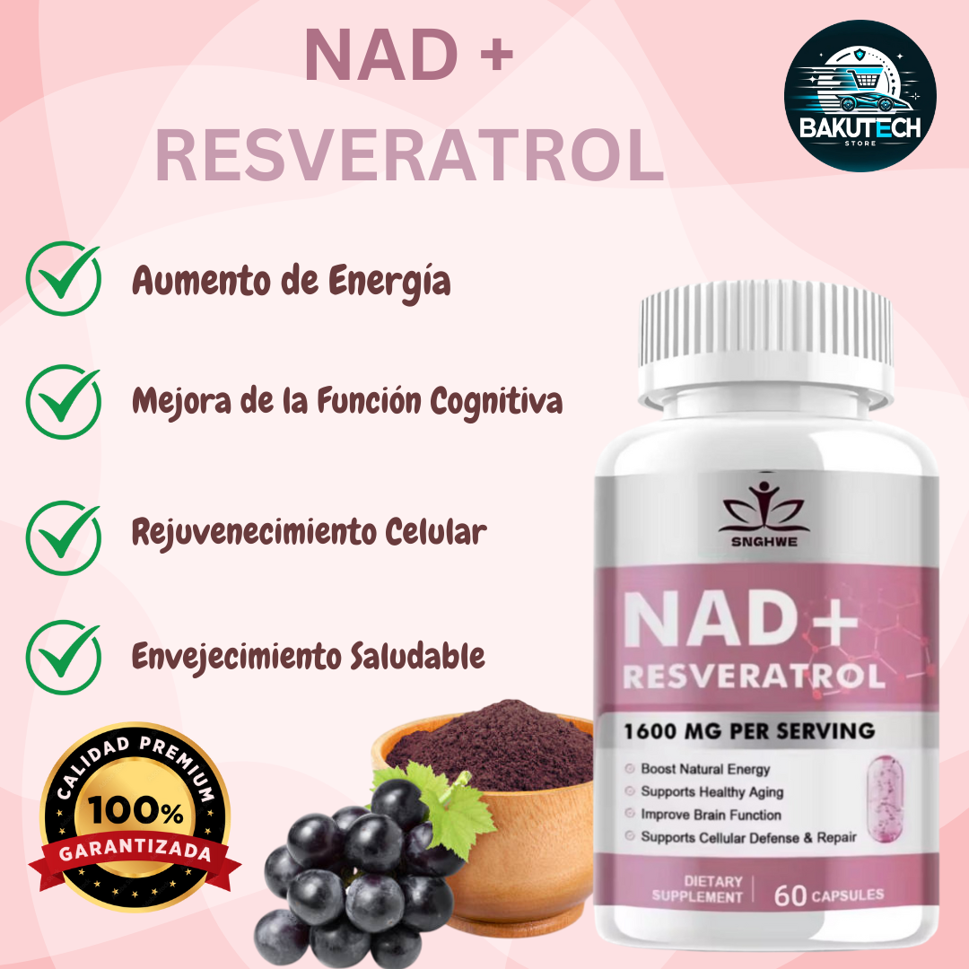 NAD+ Resveratrol 1600MG - 60 capsulas